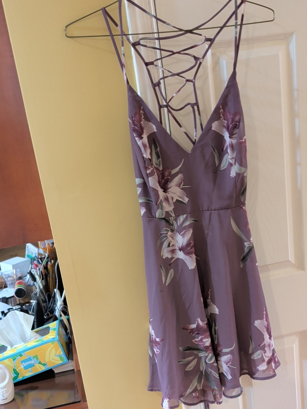 Windsor Purple Mauve Floral Strappy Mini Dress